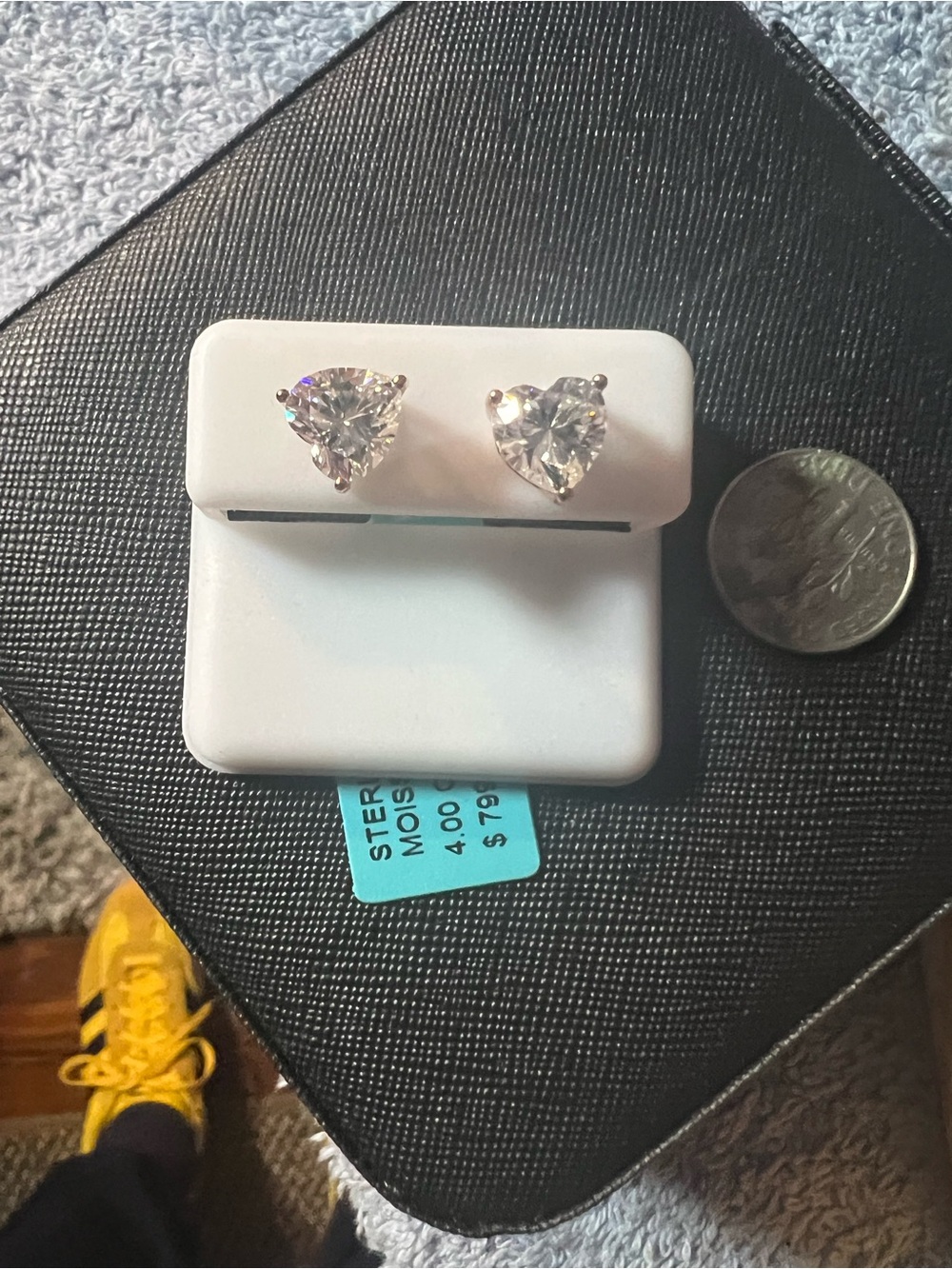 Sterling Silver triangle moissanite Stud Earrings - White